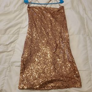 Rose gold mini sequin dress